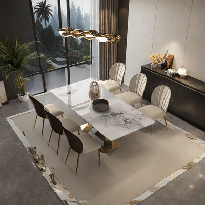 Katlen 6 - Person Pedestal Dining Set