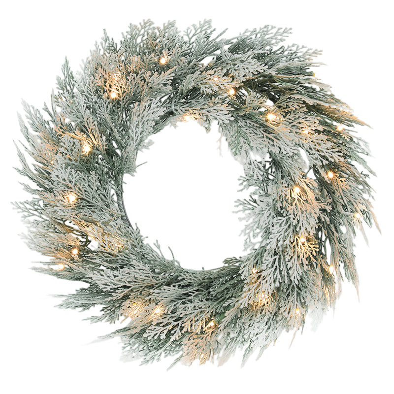 Handcrafted Faux Lighted Polyethylene Plastic, Metal 60cm Wreath