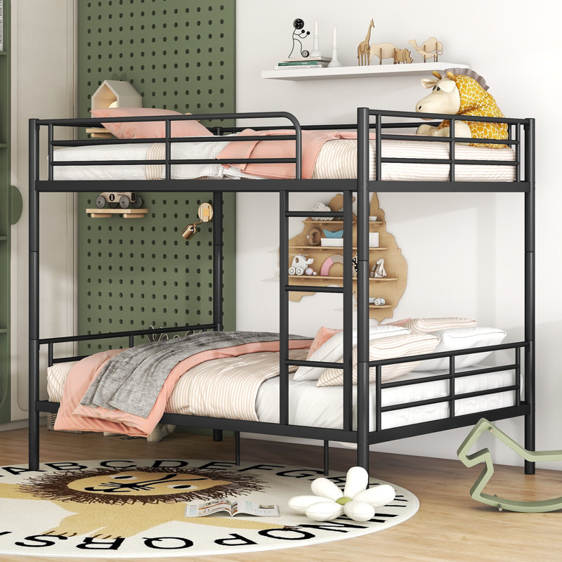Ailleen Wooden Bunk Bed Set With Trundle, Storage, And Desk, Black, Twin over Twin