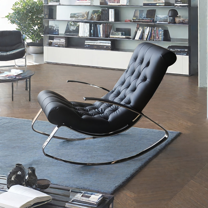 Chaise berçante moderne rembourrée, Noir, noir, noir, noir