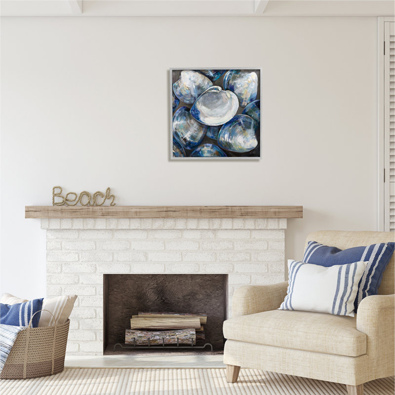 Clam Shells, peinture par Jeanette Vertentes, H 24 po x l 24 po x P 1,5 po, Estampe numérique Farmhouse