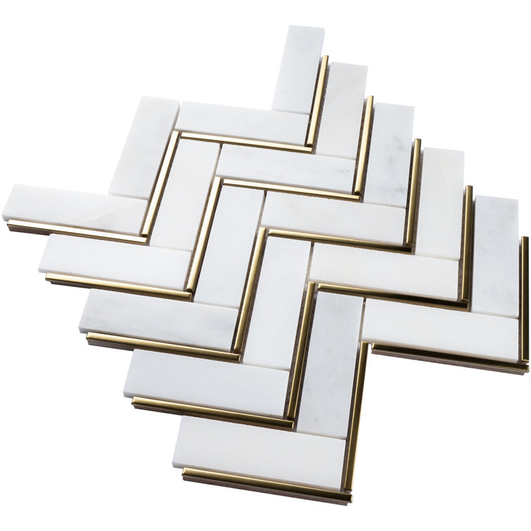 Natural Bianco 1" x 3" Marble Chevron Mosaic Wall Tile