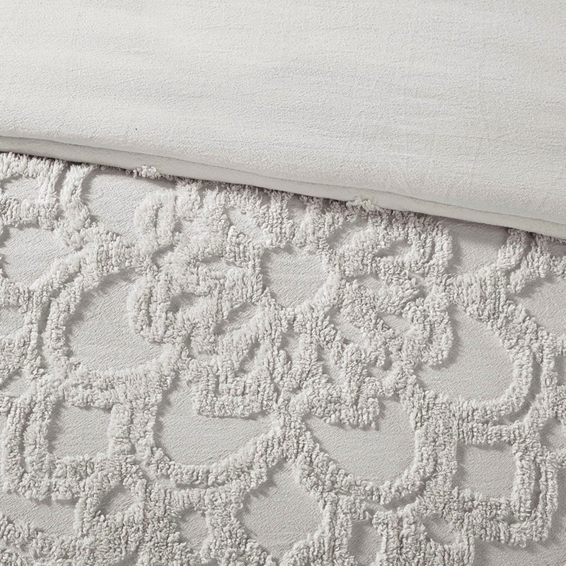 Housse de couette 100% coton très grand / très grand - chenille, 3, médaillon, chenille médaillon gris 3, Gris clair