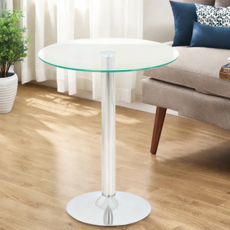 Tables de bout Modern, table d'appoint en verre trempé de 23,62 po pour la maison, Argent * transparent