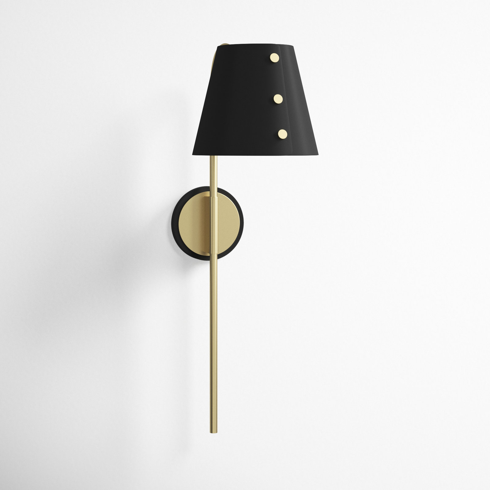 Daphne Single Light Dimmable Plug-in Armed Sconce, Aged Brass, Black