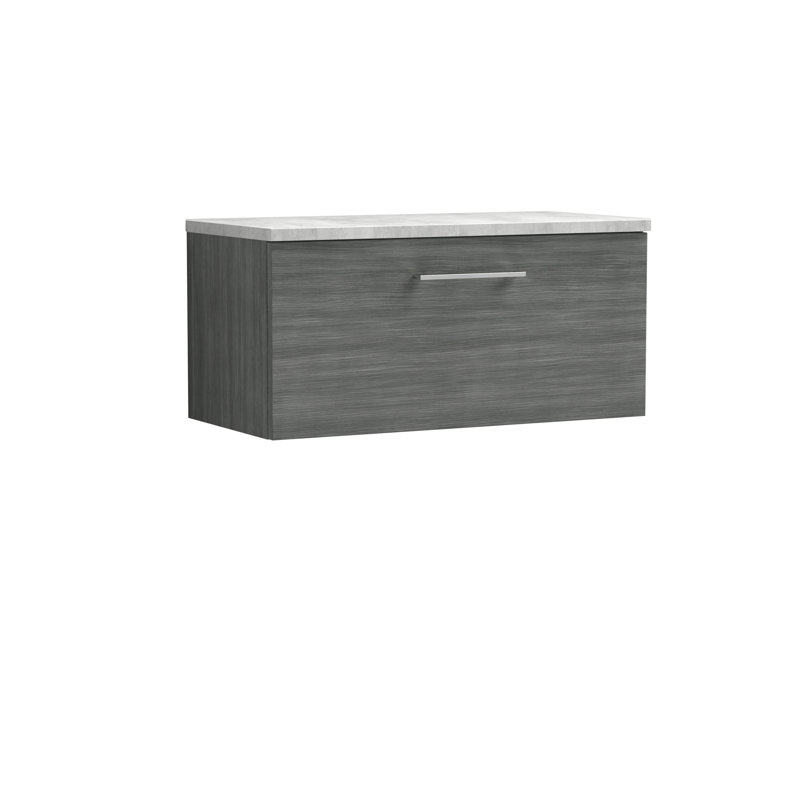 Arno Single Bathroom Vanity Base Only, Anthracite Woodgrain, Gloss White