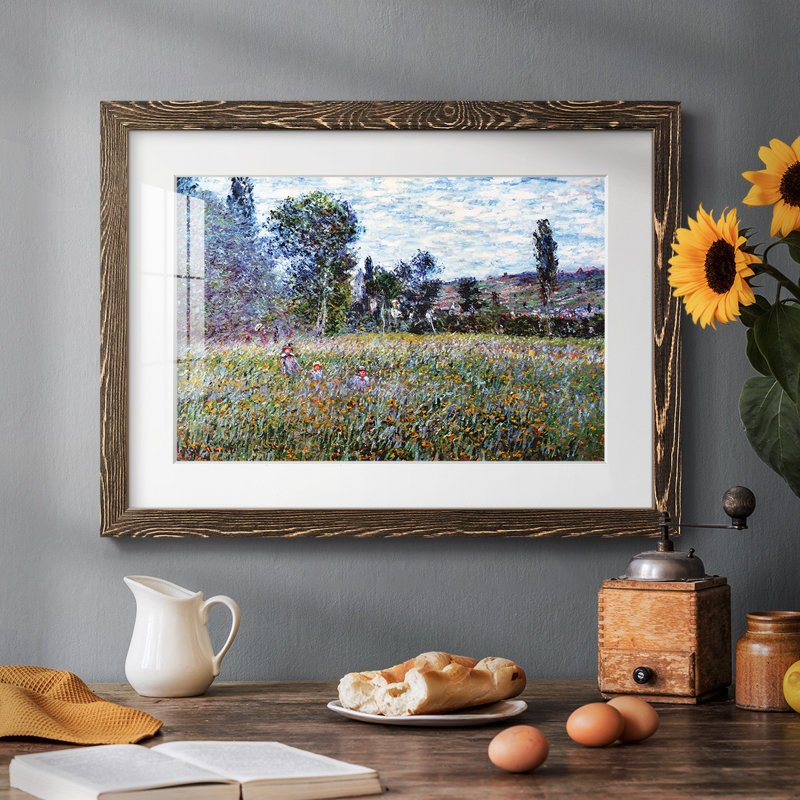 The Meadow, 1880 - Peinture d'un seul cadre, Noyer, H 14 po x l 20 po x P 1,5 po