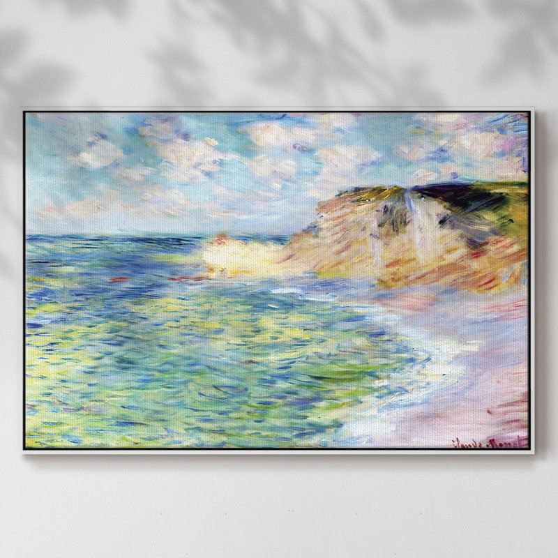 Falaises à Amont, 1885, reproduction d'art sur toile, H 27 po x l 41 po x P 2 po, Toile encadrée flottée blanche