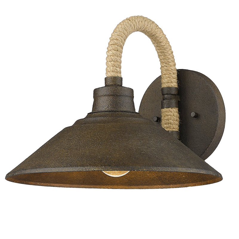Luminaire de grange noir naturel à 1 lumière Reesie, Rouille foncée