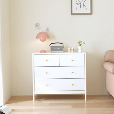 White 4-Drawer Kids Dresser, Wooden Storage Cabinet For Toddler Bedroom, Nursery, Closet, Baby Nightstand Organizer For Living Room Or Apartment, 35.4 by Ebern Designs