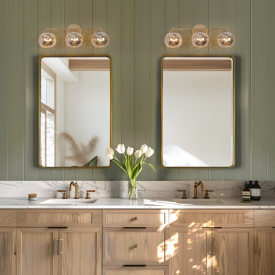 Mylisa 3-Light Dimmable Armed Wall Sconce with Mercury Glass Shade