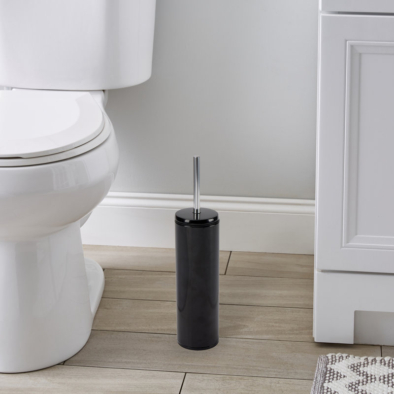Acier inoxydable 15 po H Brosse de toilette et support autoportant, Noir