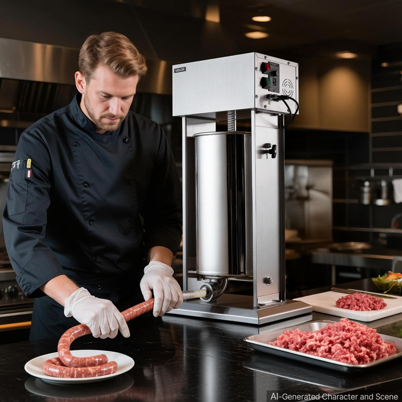 Electric Sausage Stuffer 55 lbs Vertical Meat Maker Stainless Steel, for Commercial Use, Stepless Speed Control Meat Stuffer, Sausage Filler Kit, 4 Filling Tubes & Foot Pedal, ETL Approved