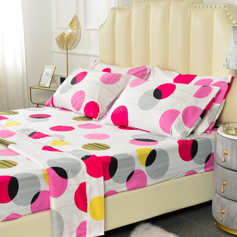 Microfiber Polka Dots Sheet Set, Queen