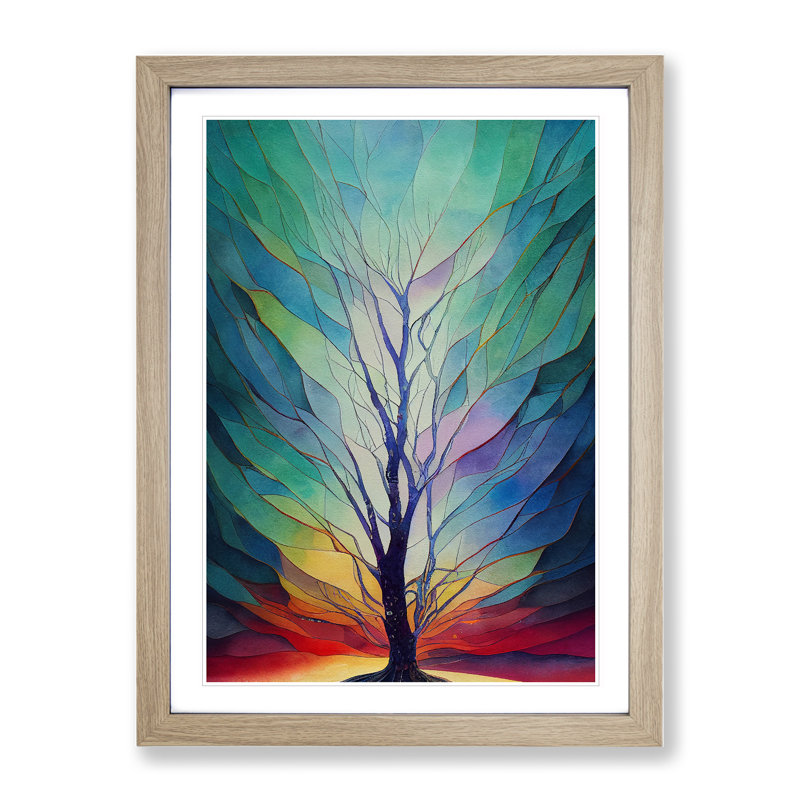 Sublime Tree No.2 Abstract - Wall Art, 66cm H x 48cm W, Oak Framed Paper, White
