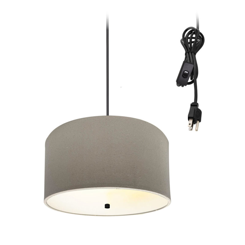 Luminaire suspendu tambour 2 lumières Lillian, gris, Noir