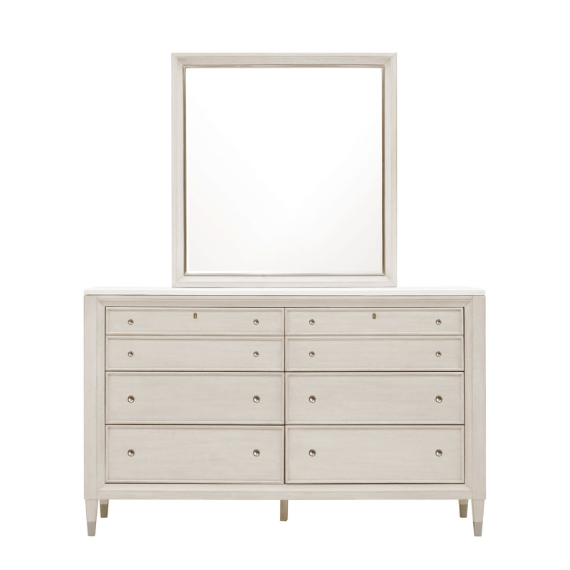 Beige Transitional Rectangular Dresser Mirror
