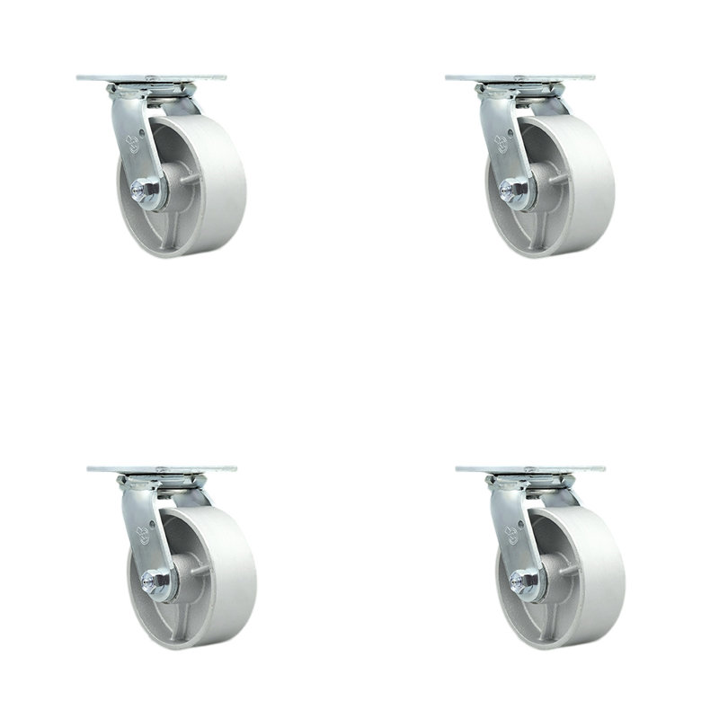 Ensemble de roulettes pivotantes en acier 4 pièces avec roulement à billes et verrou pivotant