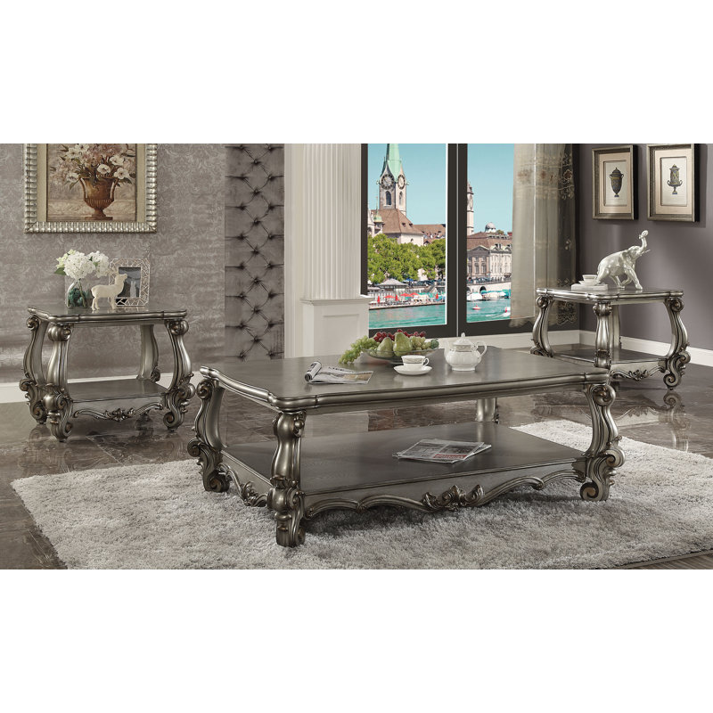Table basse avec rangement caerwen, Platinum