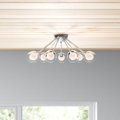 Optimist 9 Light Glass Semi Flush Mount