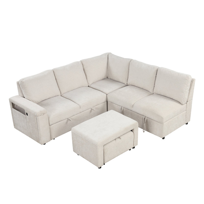Canapé modulaire modulaire en polyester 90,6 po, Blanc