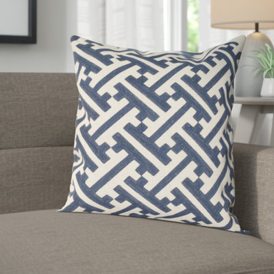 Embroidered Linen Reversible Throw Pillow