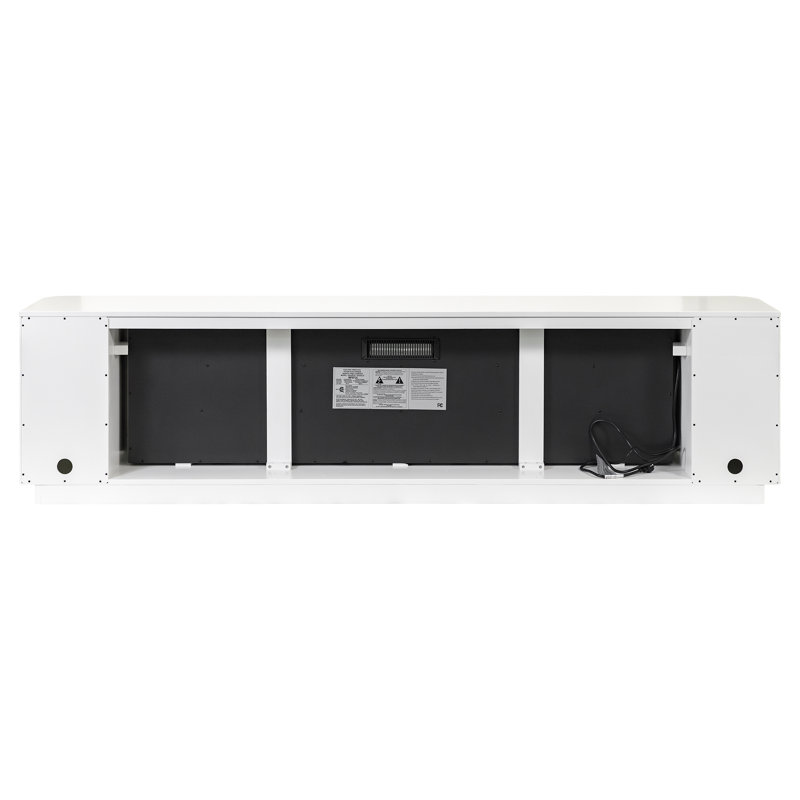 Jaclynn Modern Fireplace Console, Entertainment Storage, TV Stand, Fully Assembled, 24" H x 84" W x 15" D, White