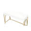 Meuble-lavabo blanc ultrabrillant, 2 tiroirs de rangement avec glissières latérales en métal, pieds droits carrés dorés, tiroirs de bureau rectangulaires à finition dorée de 18 mm, fabrication en bois, limite de poids de 70 lb