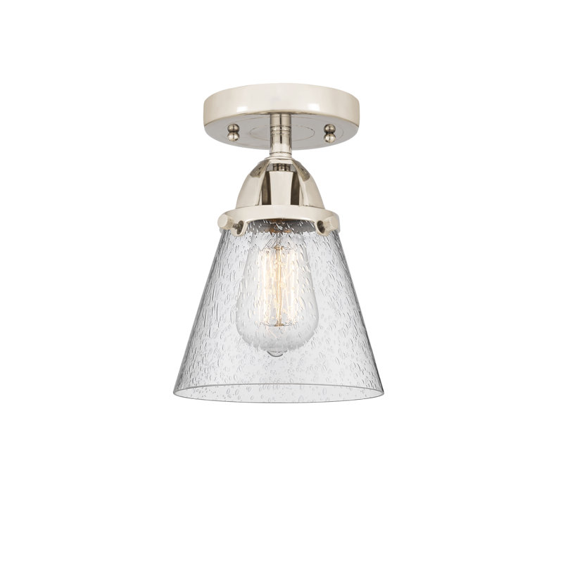 Plafonnier semi-encastré en verre à DEL, Grainé, H 9,25 po x l 6,25 po x P 6,25 po, Nickel poli