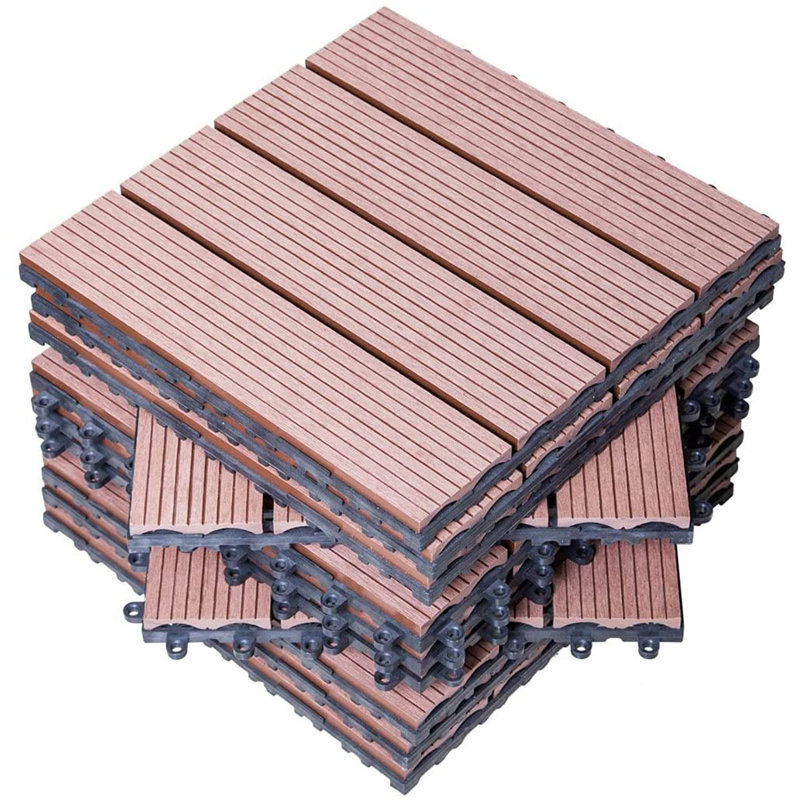 Semmes Wood Interlocking Deck Tile in Brown