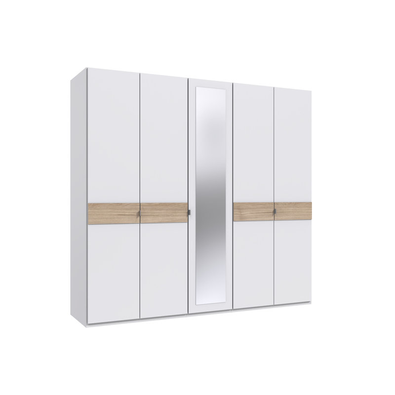 Nadilynn 5 Door Manufactured Wood Wardrobe, White/Brown