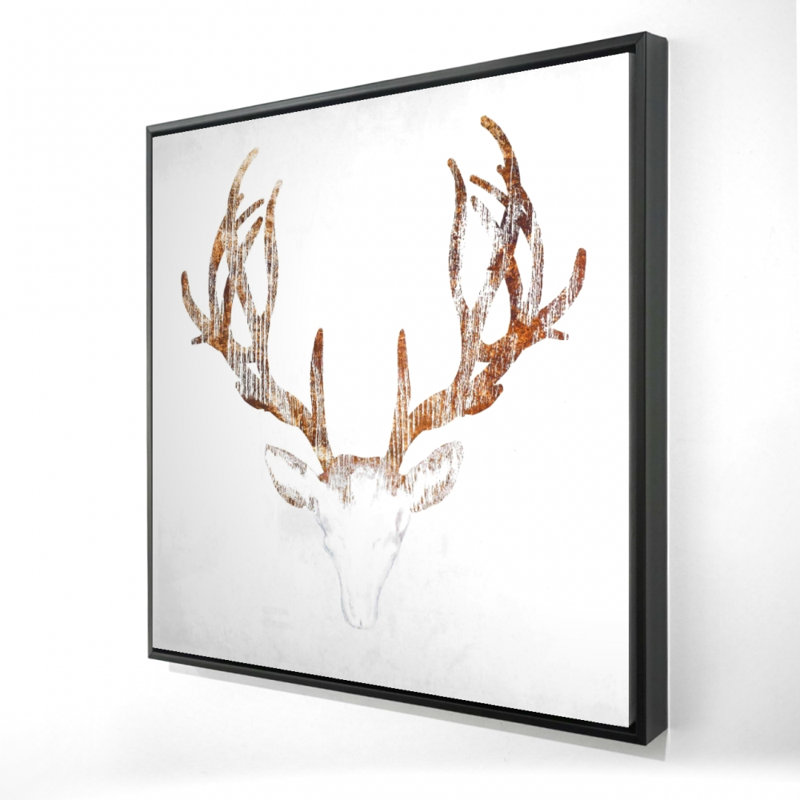 Toile à tête de cerf d'aspect bois | Décor animal brun pour la chambre à coucher
