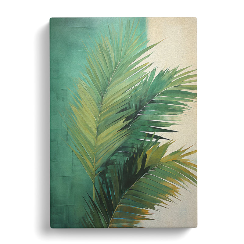 Palm Leaf Gestural - Wrapped Canvas, 50cm H x 35cm W x 3cm D