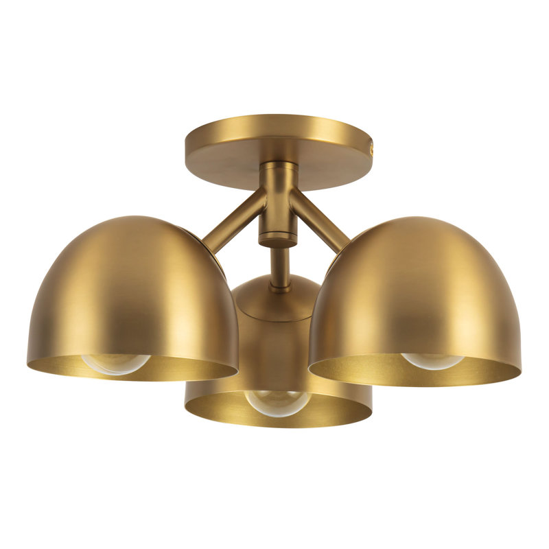 Fosso 13-in Gold Semi-Flush Mount, Brushed Gold