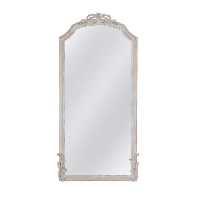 Distressed White Rectangular Wood Floor Mirror