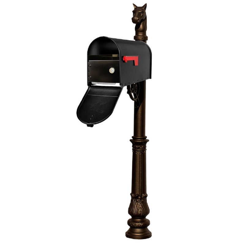 Aluminum Post Mounted Mailbox, Bronze