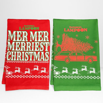 National Lampoon's Christmas Vacation Kitchen Towels Officially Licensed 2 Pack | 16x28 Holiday Dish Towels and Hand Towels | Griswold Christmas Decor White Elephant Gift (Vintage Christmas)