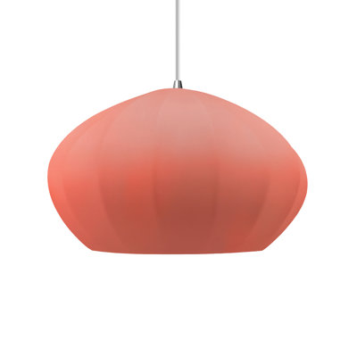 Radiance - Luminaire suspendu ovale cannelé 1 lumière - Rosé brillant - Chrome poli - Ampoule remplaçable - Cordon blanc