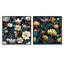 Jewel Tones Flowers Blooms - Abstract Botanicals Square, ensemble de 2 collages carrés-101864692-101864687