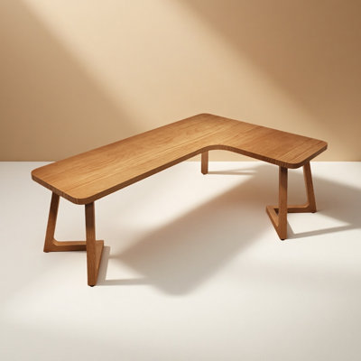 Bureau en L en bois massif rustique