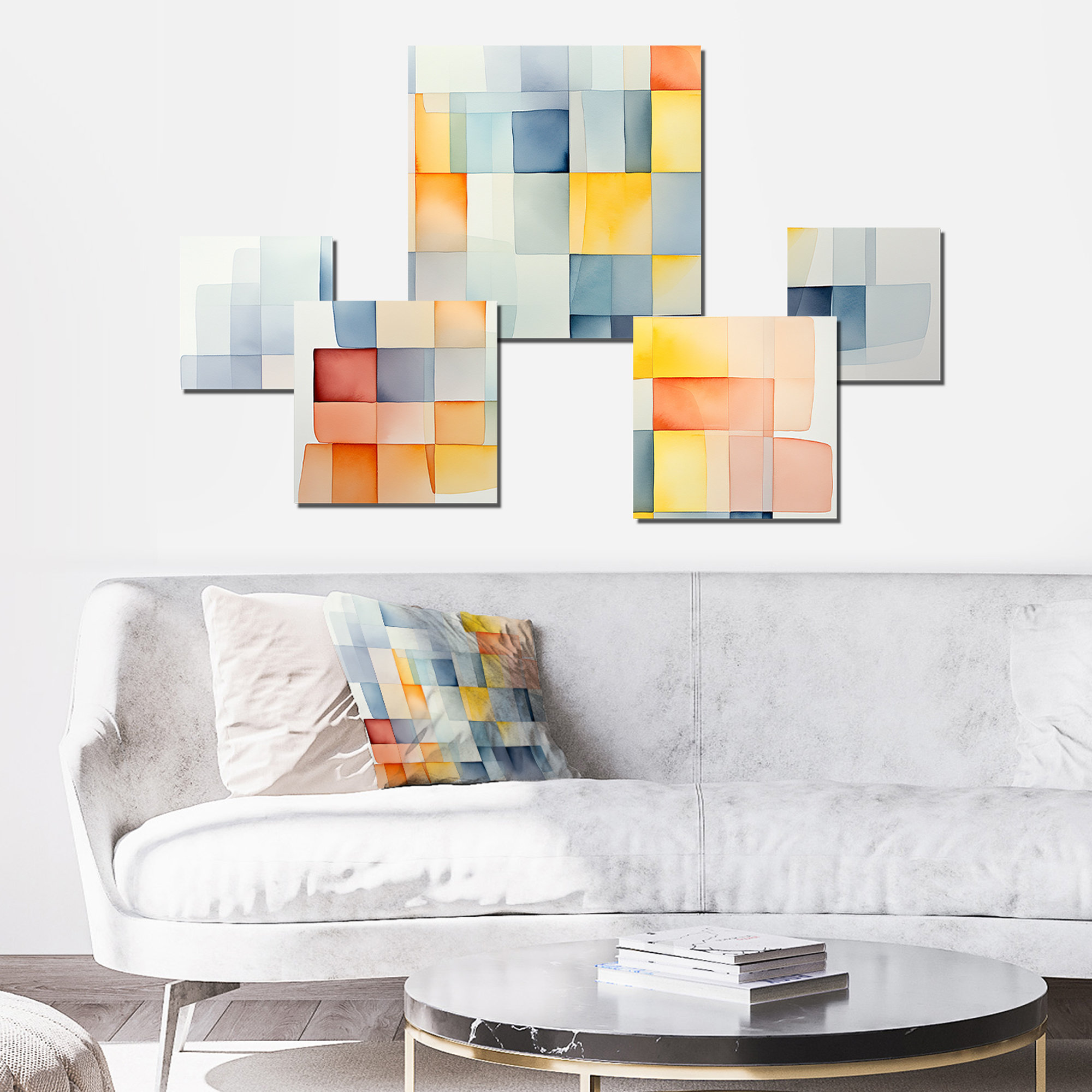Ivy Bronx Multicolor Cubes Patterns V - Geometric Square Wall Art Set ...