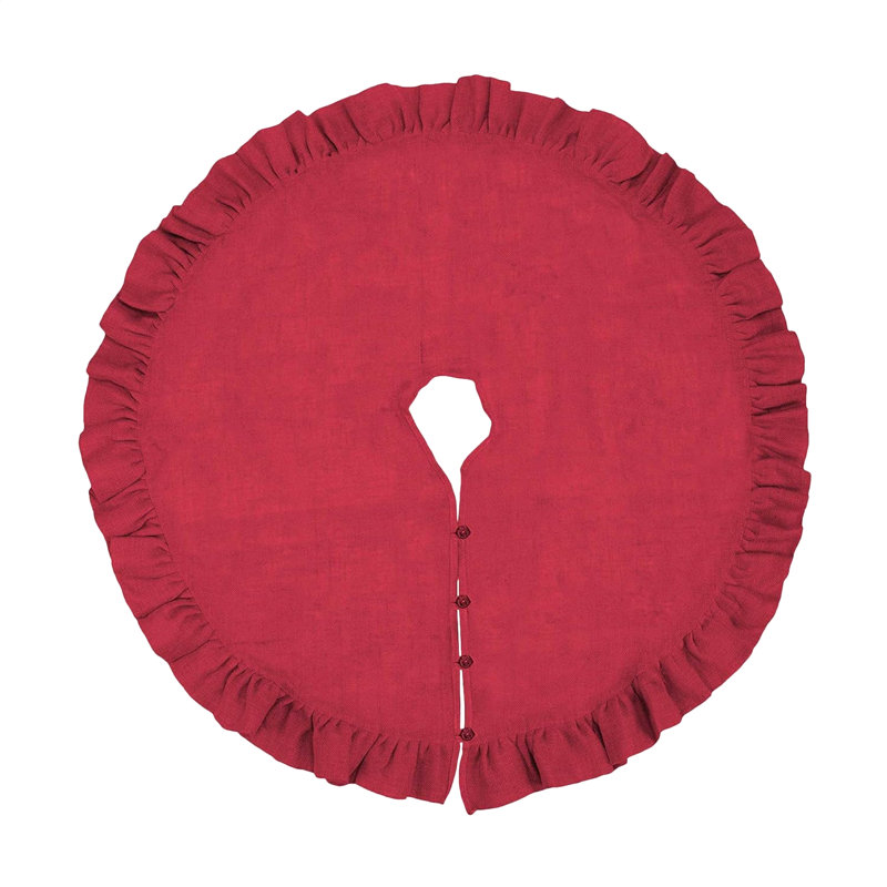 Jupe d'arbre de Noël rouge en jute à volants 72 po, L 72 po, Rouge