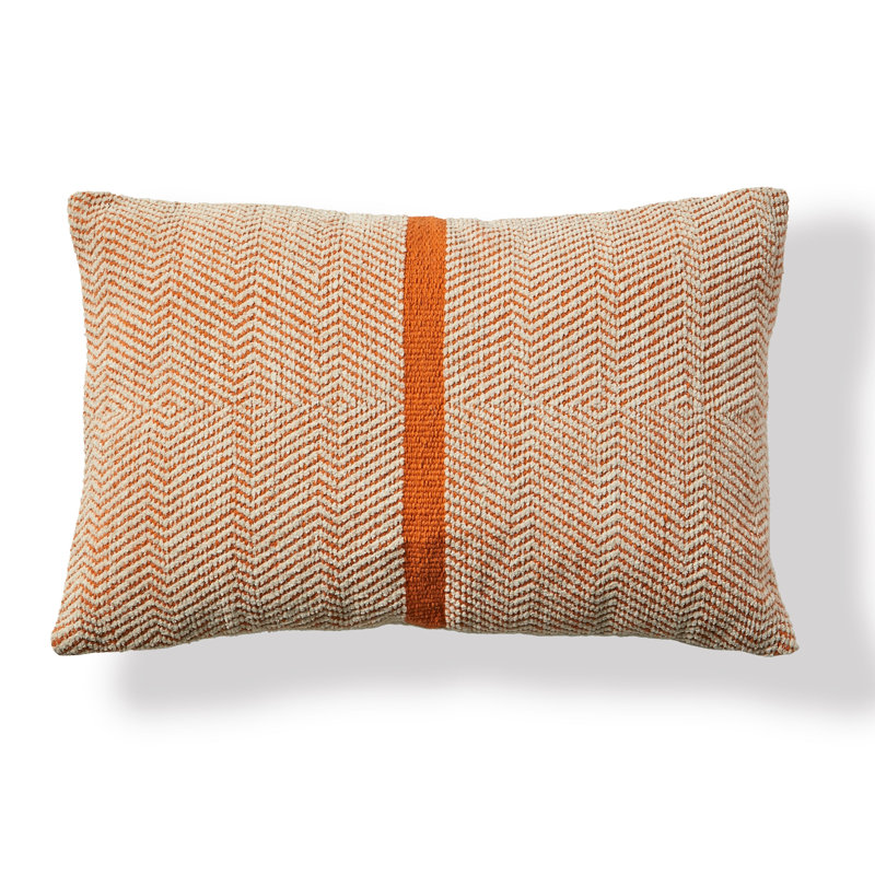 Neruda Geometric Rectangular Lumbar Cushion Cover, Orange