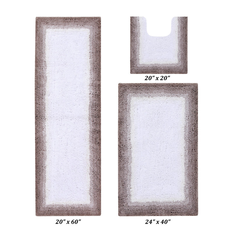 Ensemble de tapis pour salle de bain 100% coton 1615 GSM Benine, 3 PC (20 po x 20 po | 24 po x 40 po | 20 po x 60 p, Beige