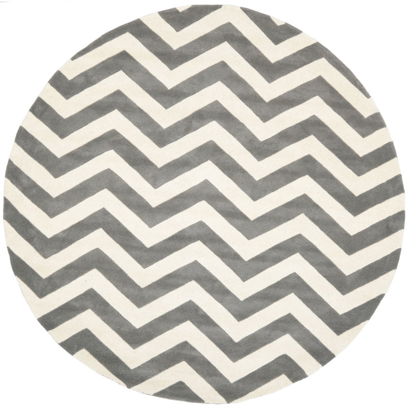Teresita Hand Tufted Wool Chevron Rug, Round 9'