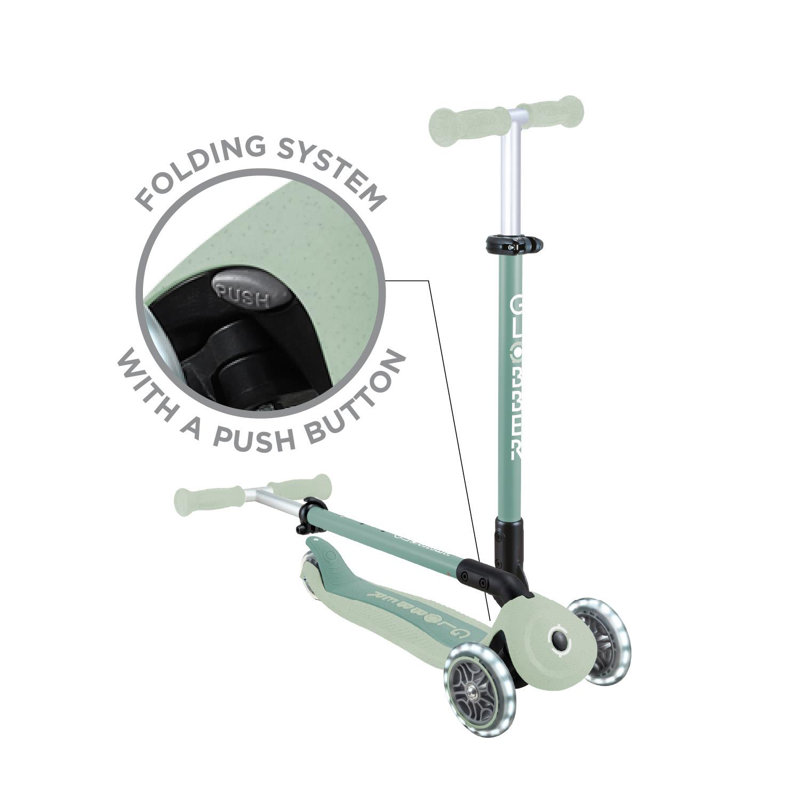 Globber Go Up Active Lights 3 in 1 Scooter and Ride-On, Green
