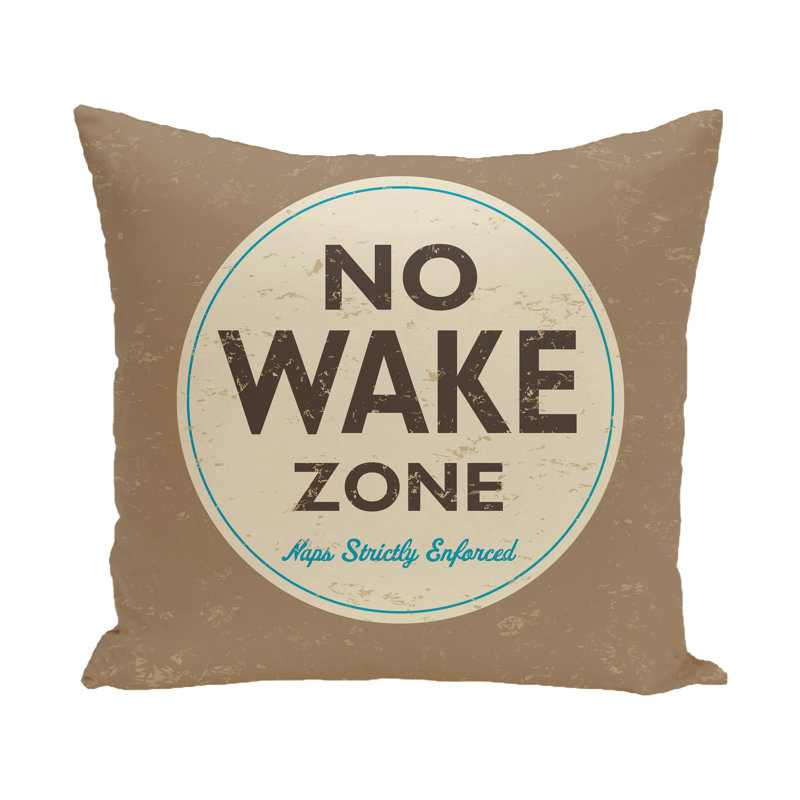 Surf, Sand, & Sea Nap Zone Word Square Pillow Cover and Insert, 26" H x 26" W, Beige/Taupe