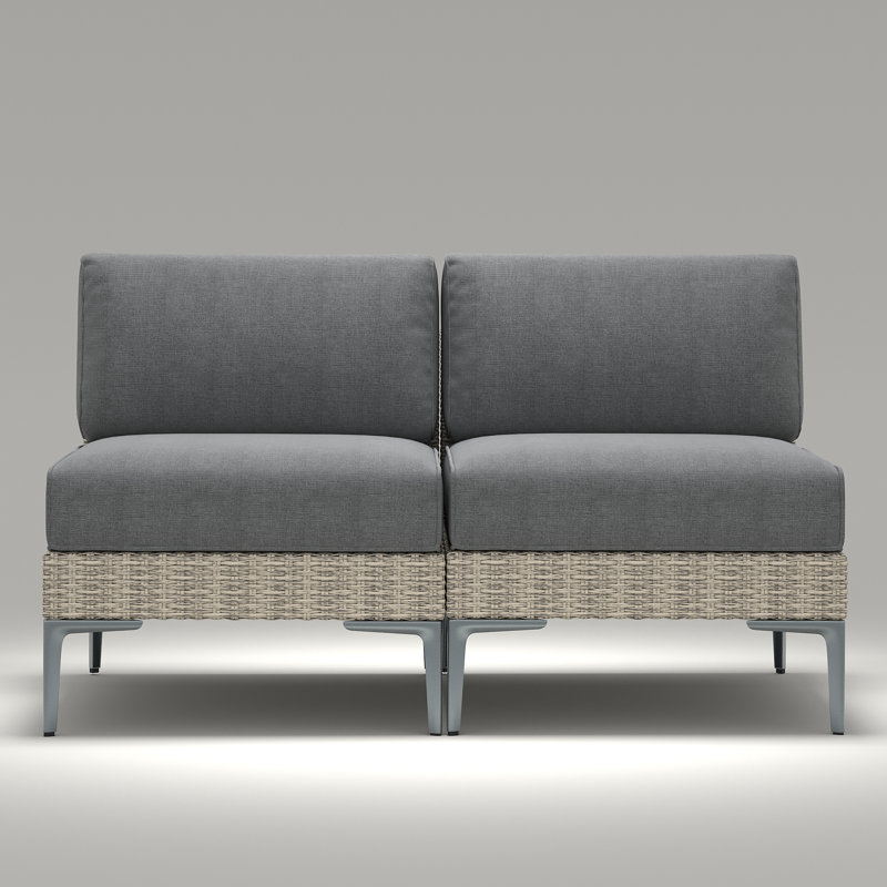  Modern Outdoor Wicker Rattan Patio Modular Single Chairs (set Of 2) With 6-inch Thick Cushions, Dark Grey