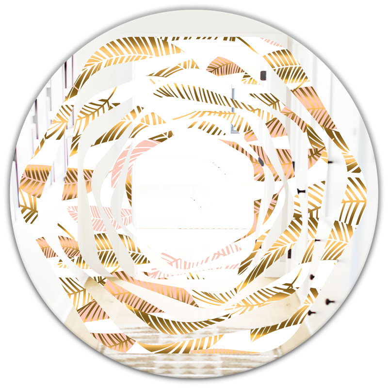 Miroir mural Whirl, H 24 po x l 24 po, Motif tourbillon tropical III