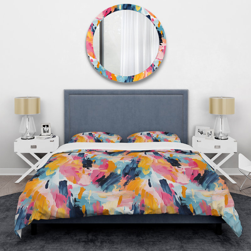 Literie colorée tourbillon Bliss III, Housse de couette pour très grand lit et 2 très